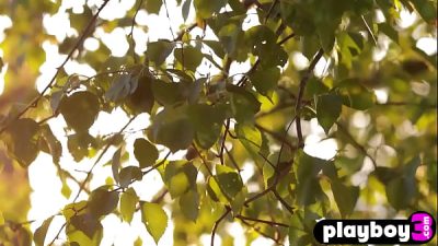 Petite Russian all natural girl Katya Clover exposing body while posing in the nature